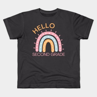 Hello Second Grade Boho Rainbow Back to School Kids T-Shirt